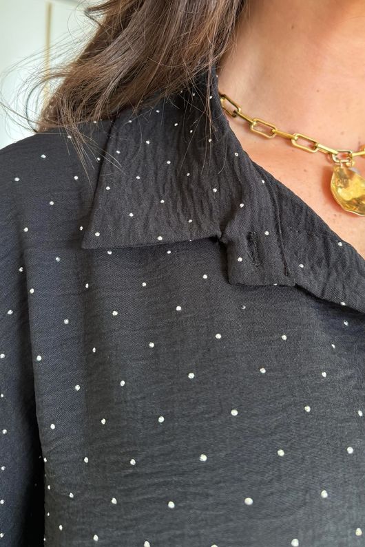 Stella Micro Stud Oversized Shirt Black